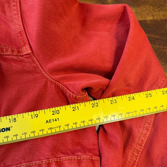 Zara Vibrant Red cropped women’s denim jean Jacket size xxl 100% cotton - Picture 3 of 6